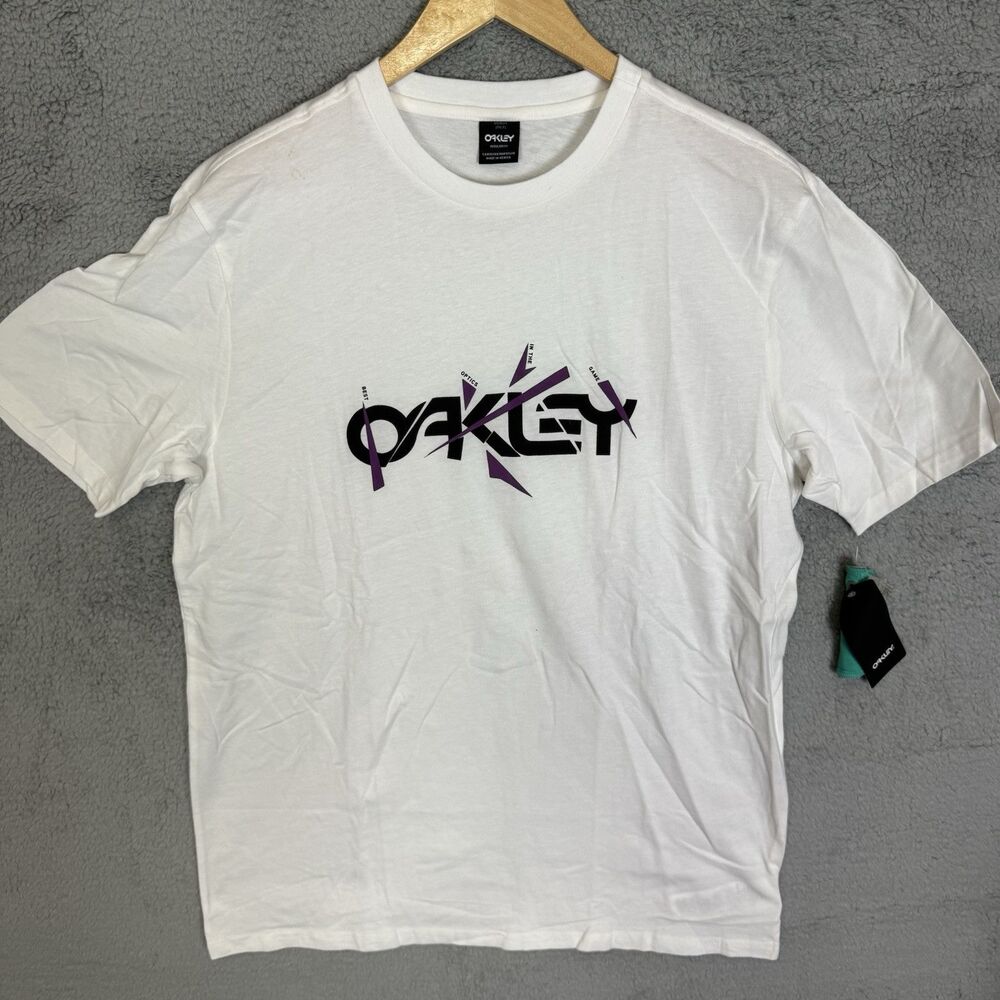 Oakley Shirt Mens Large White Short Sleeve T-Shirt Cotton NWT